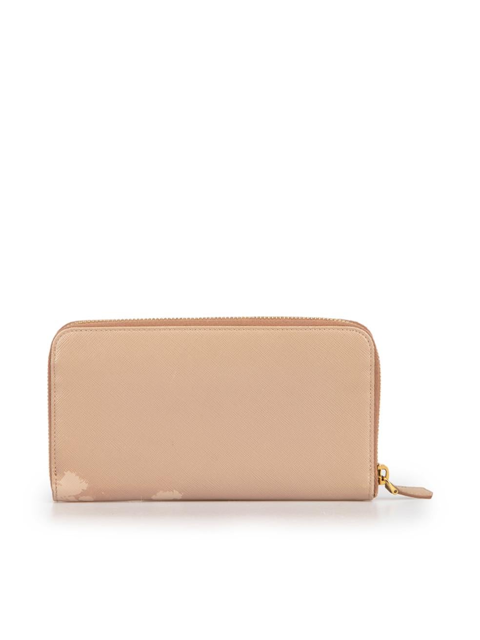 Prada Women's Dusty Pink Bow Detail Continental Wallet In Good Condition In London, GB