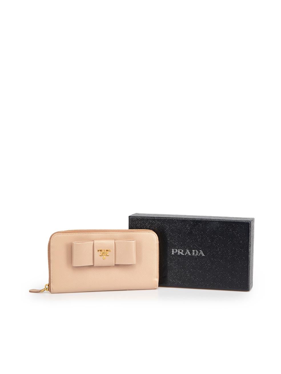 Prada Women's Dusty Pink Bow Detail Continental Wallet 4