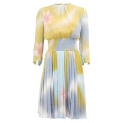 Prada Women's Floral Print Pleated Knee Length Dress