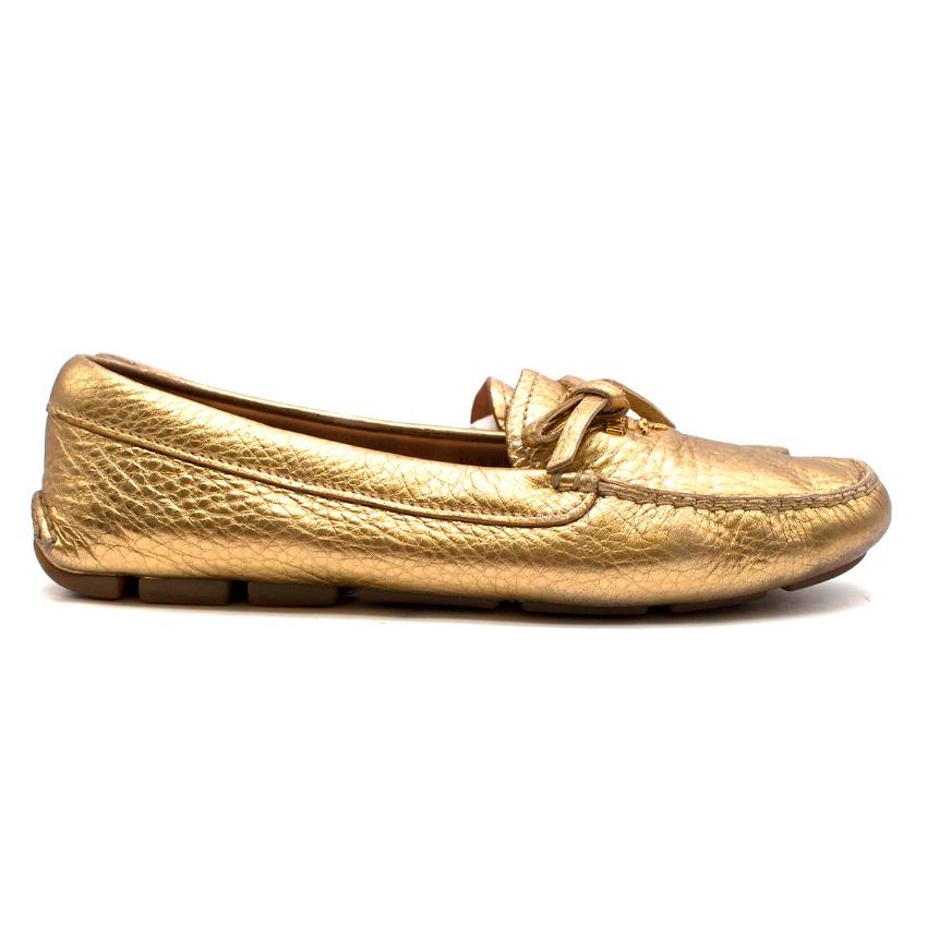 womens gold leather loafers