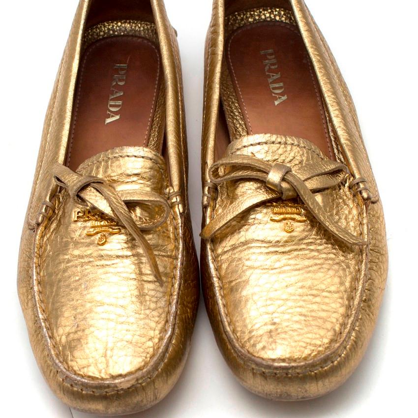 womens gold leather loafers
