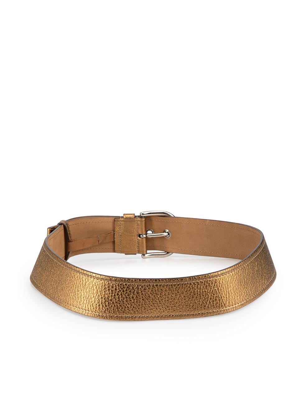 Prada Women's Gold Leather Metallic Belt In Good Condition For Sale In London, GB