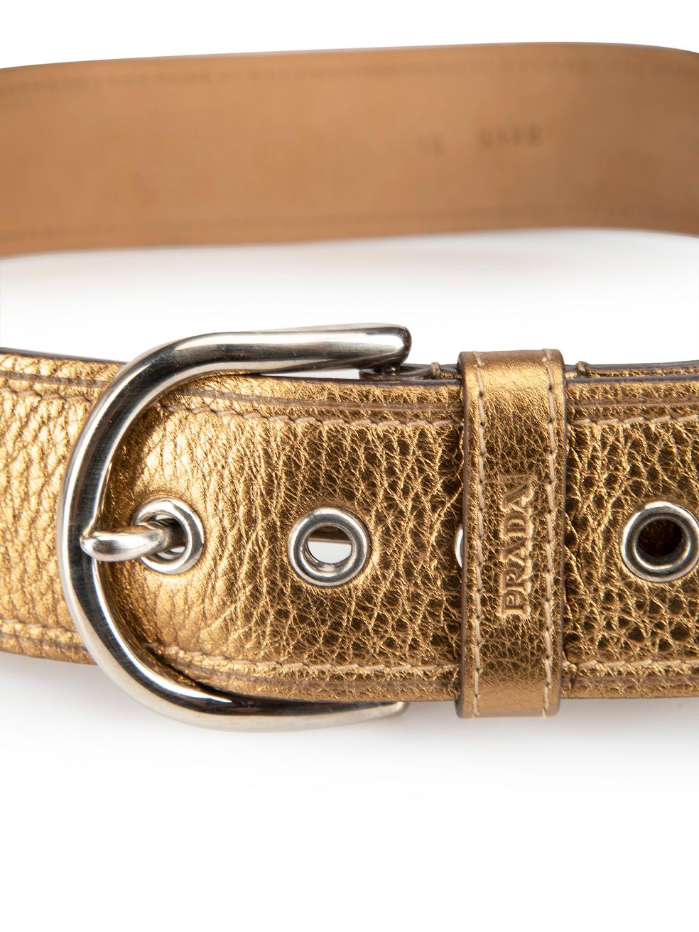 Prada Women's Gold Leather Metallic Belt For Sale 2