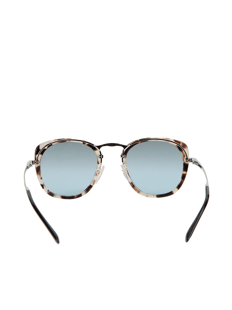 Prada Women's Grey & Brown Tortoiseshell Round Sunglasses In Good Condition In London, GB