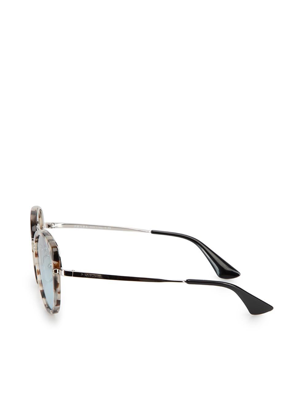 Prada Women's Grey & Brown Tortoiseshell Round Sunglasses 1