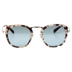Prada Women's Grey & Brown Tortoiseshell Round Sunglasses