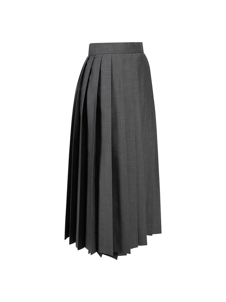 Reversible Popper Wrap Knee Length Skirt - Blue Patch Strips / Diamond Block