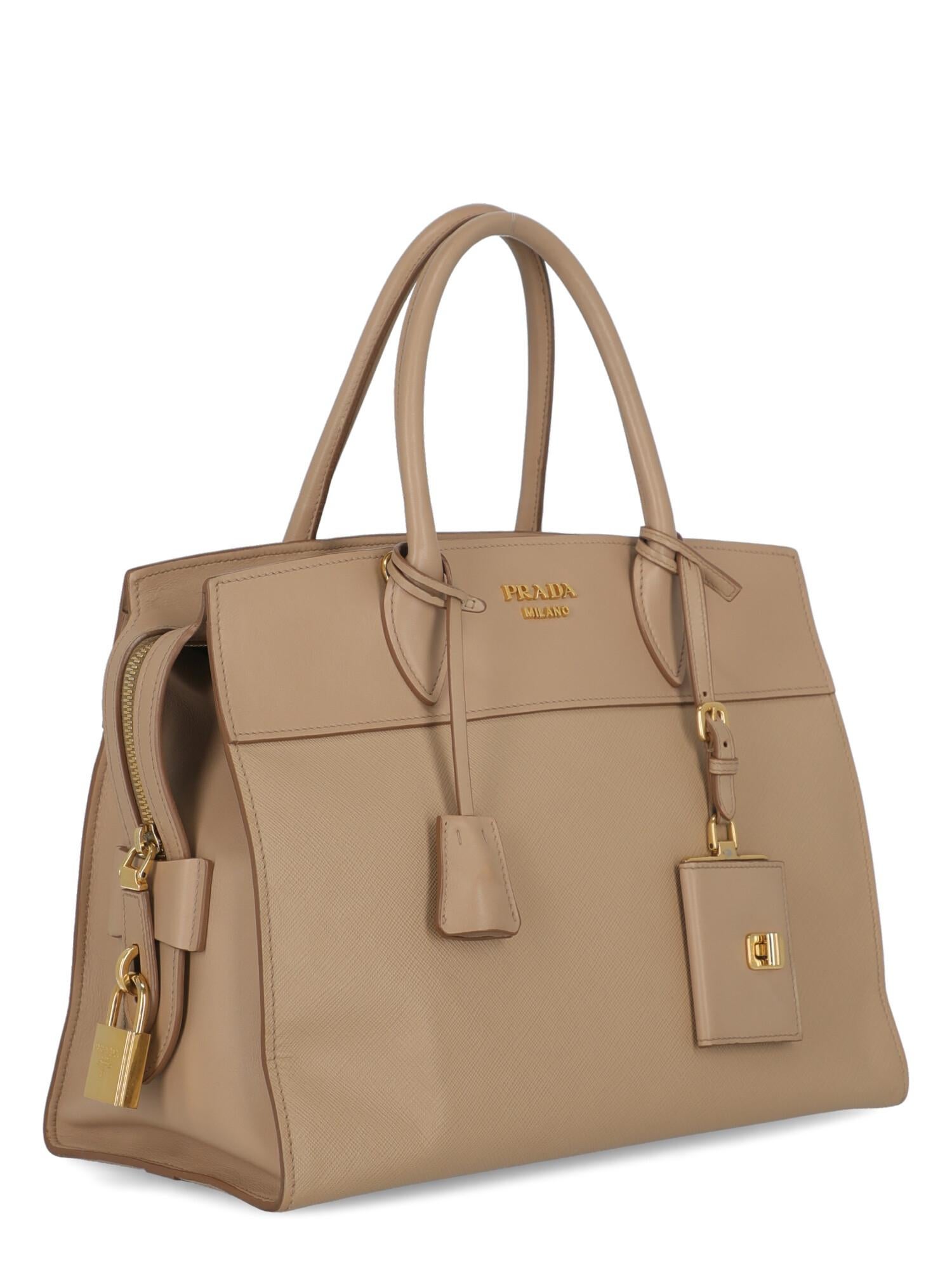 Prada Women's Handbag Esplanade Beige Leather In Good Condition For Sale In Milan, IT