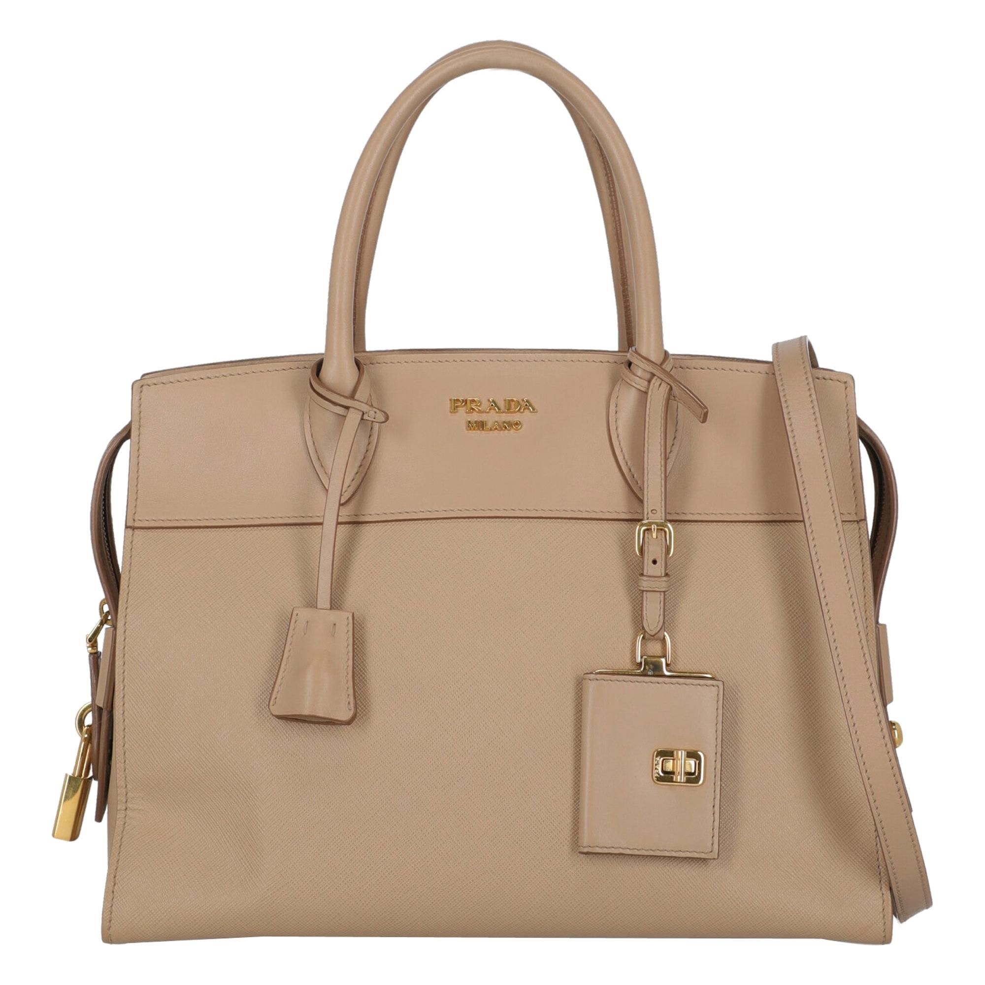 Prada Women's Handbag Esplanade Beige Leather For Sale