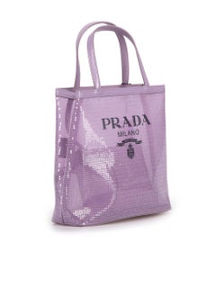 Prada Women's Lilac Logo Sequinned Mini Tote & Pouch
