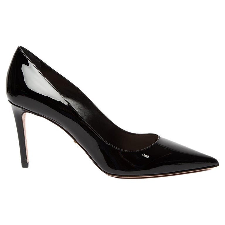 Prada Women's Patent Leather Pointed Toe 85mm Heels For Sale at 1stDibs