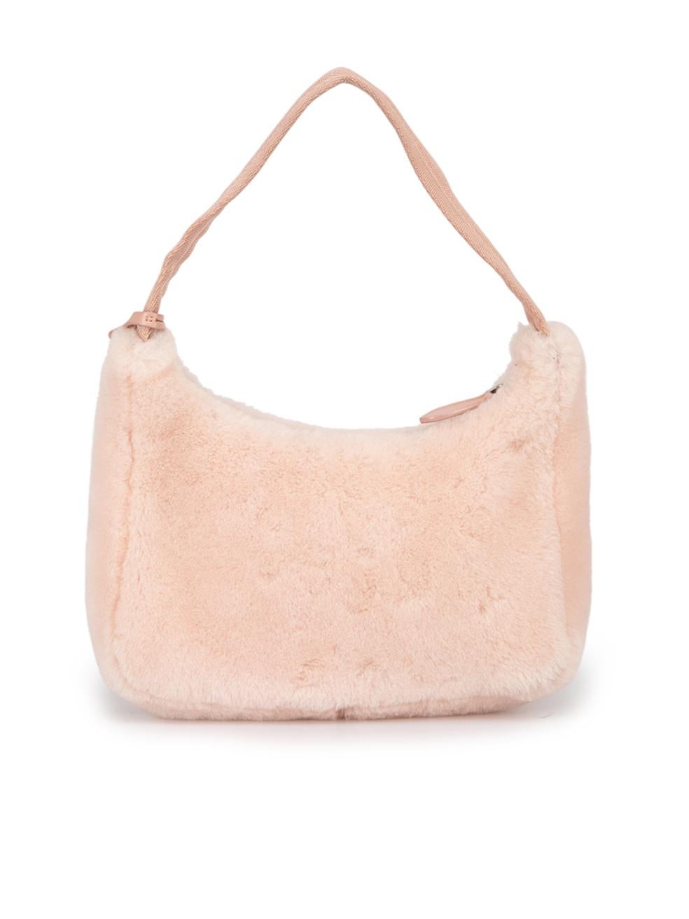 Prada Women's Pink Shearling Re-Edition 2000's Shoulder Bag In Good Condition In London, GB