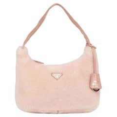 Prada Women's Pink Shearling Re-Edition 2000's Shoulder Bag