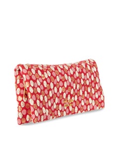 Prada Women's Red Textured Cloth Clutch Wallet