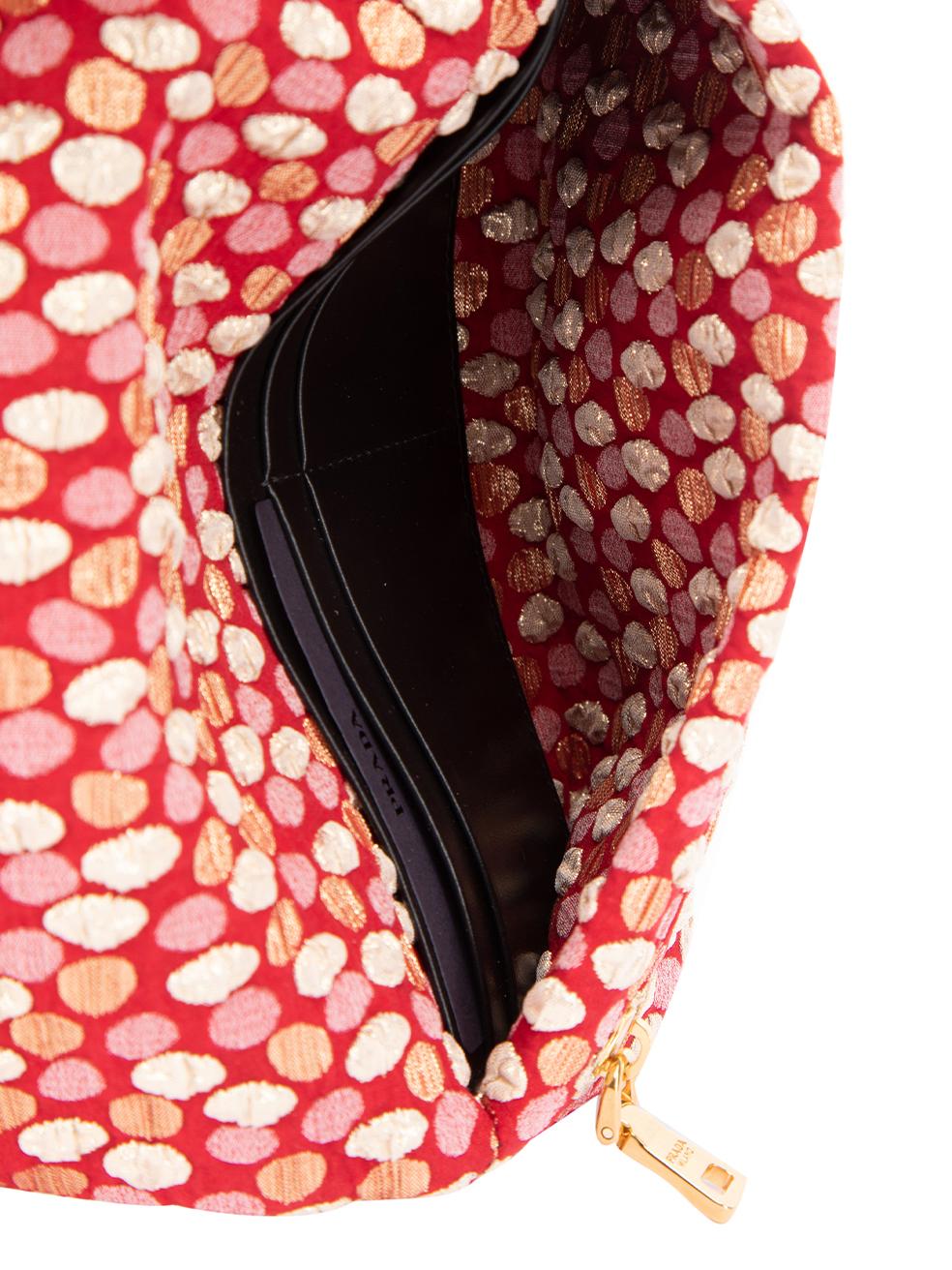 Prada Women's Red Textured Cloth Clutch Wallet 1