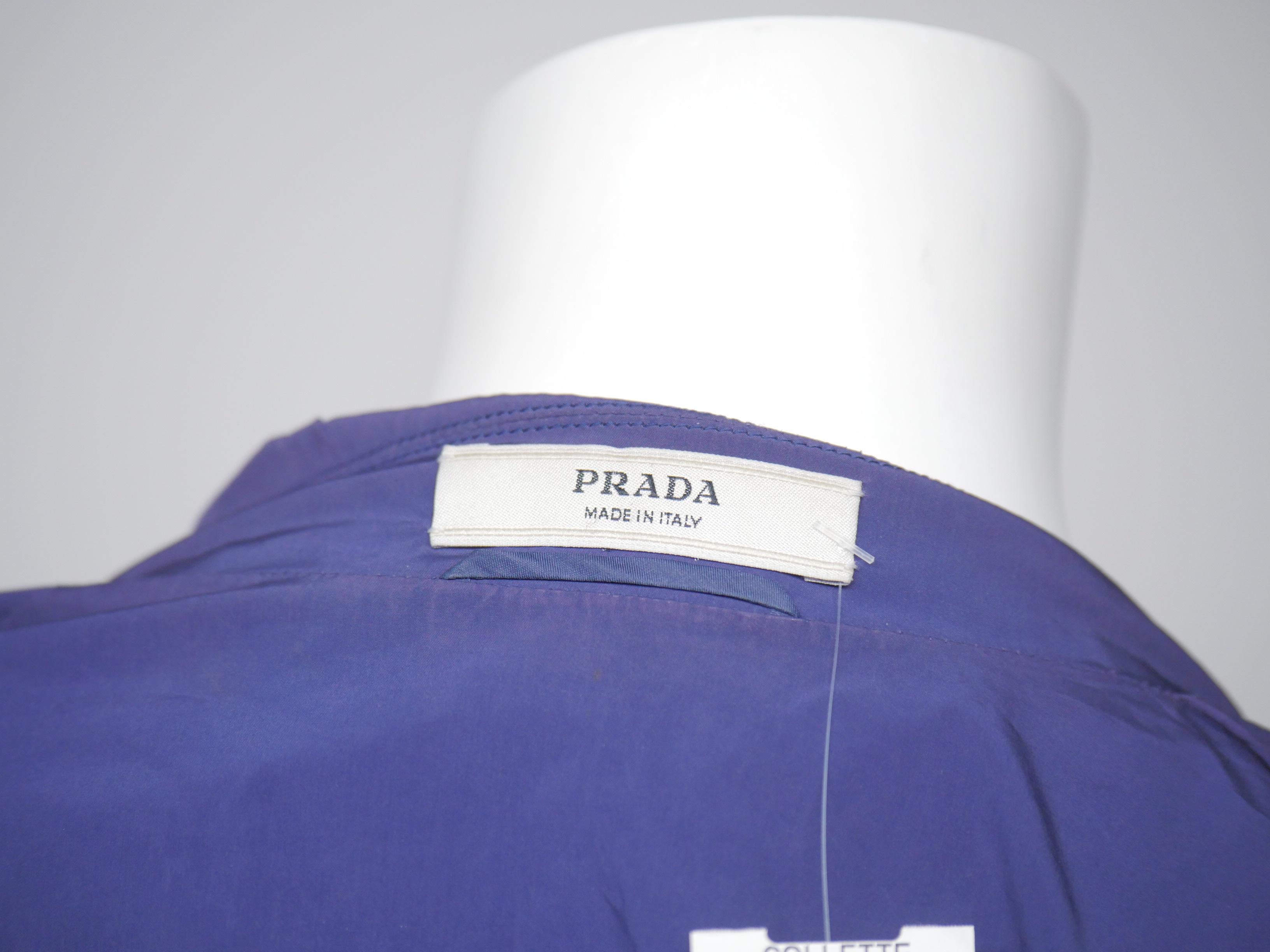 Prada Women's Size 44 Blue Button Down Long Raincoat w/ Belt 4