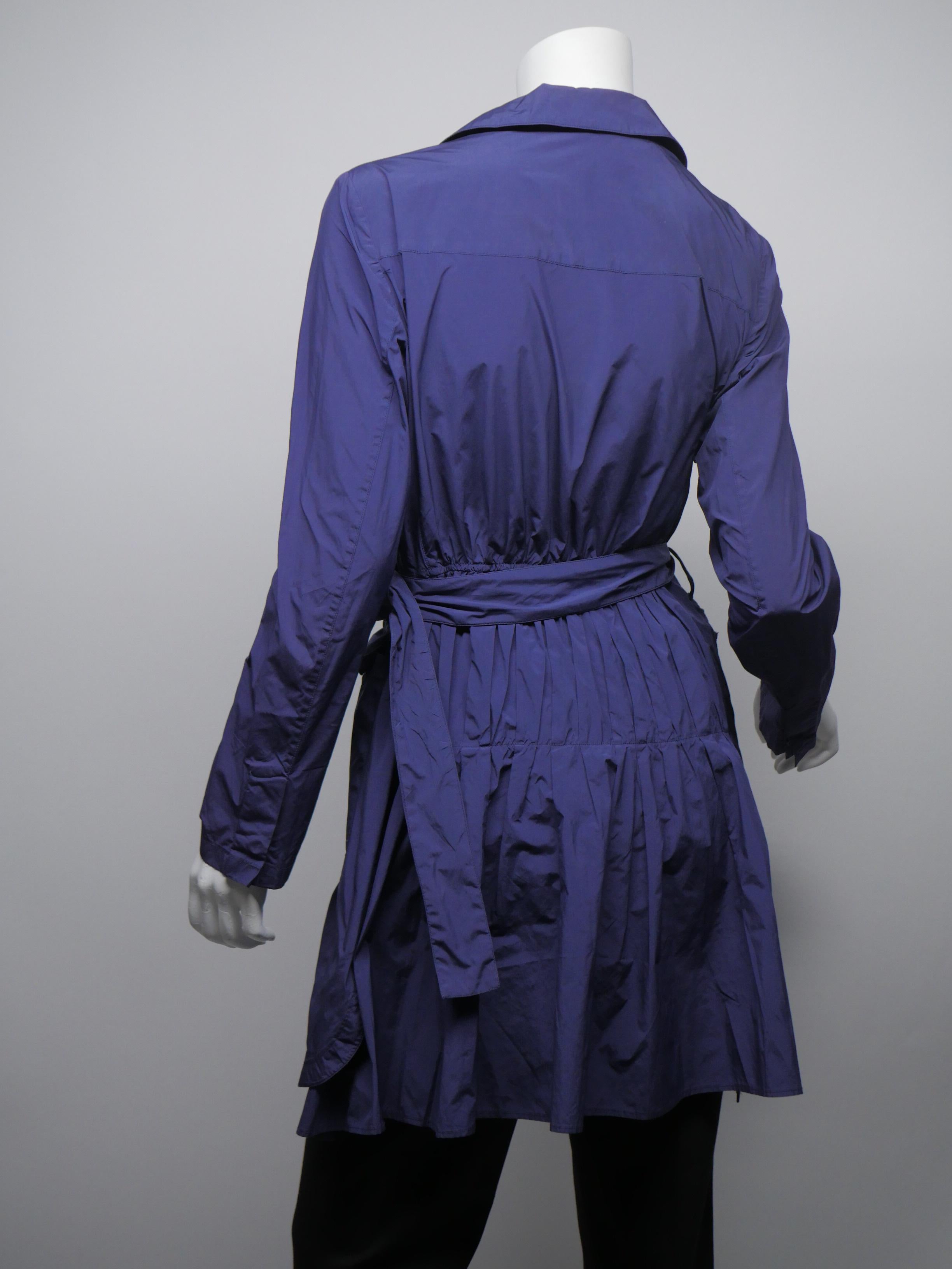 Women's or Men's Prada Women's Size 44 Blue Button Down Long Raincoat w/ Belt