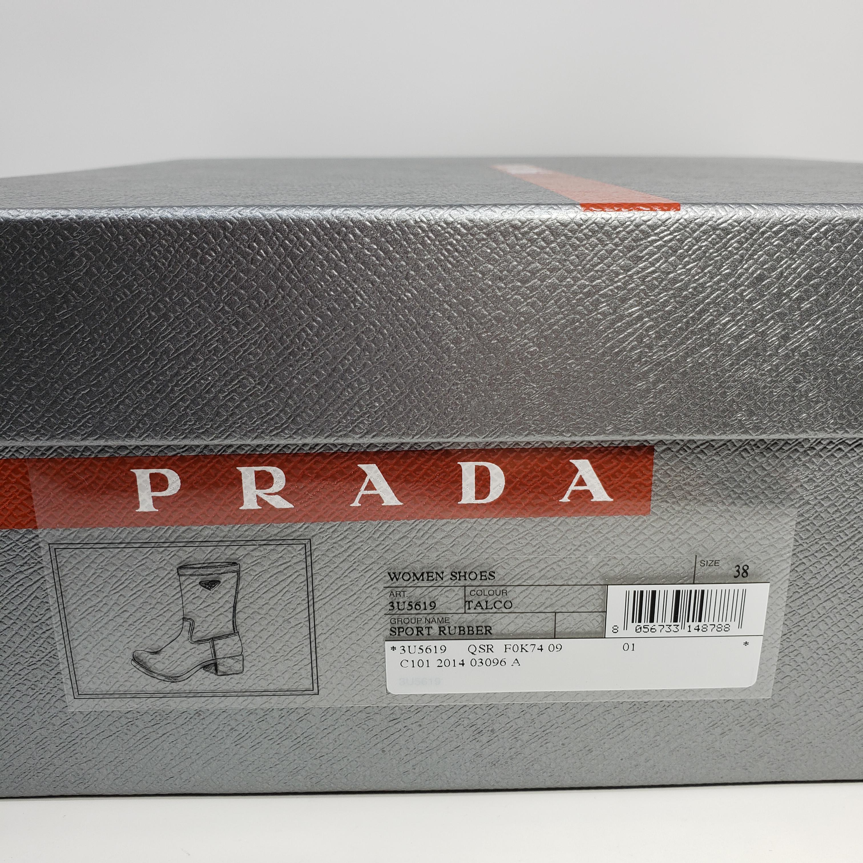 Prada Women's Sport Rubber Talco White Rain Boots Size US 8, EU 38 For Sale 1