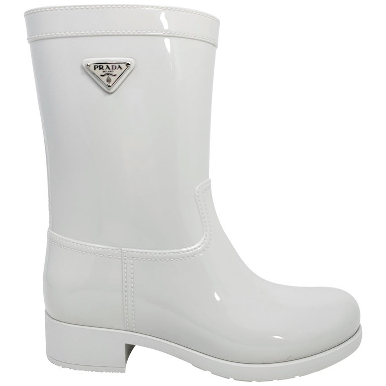 Prada Women's Sport Rubber Talco White Rain Boots Size US 8, EU 38 For Sale  at 1stDibs | womens white rain boots, prada rain boots, white prada boots