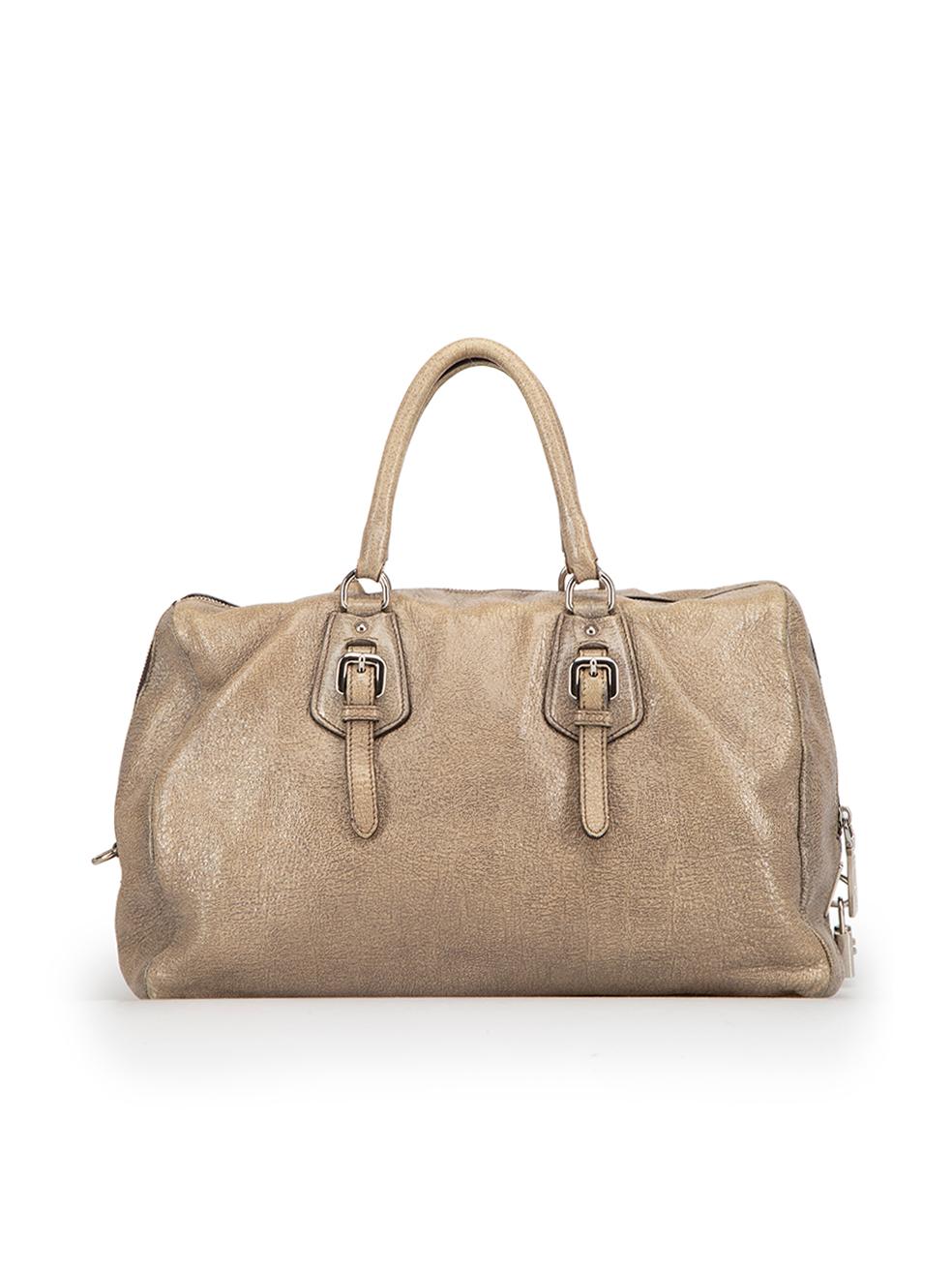 Prada Women's Taupe Deerskin Leather Cervo Lux Handbag In Good Condition For Sale In London, GB