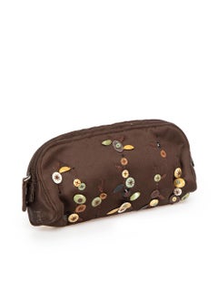 Prada Damen Vintage Brown Satin bestickt Pouch