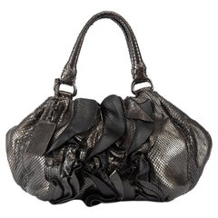 Prada Women's Vintage Metallic Grey Python Mordore Hobo Bag