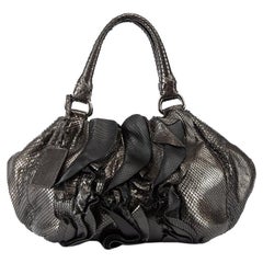 Prada - Sac hobo « Mordore » en python gris métallisé vintage pour femme