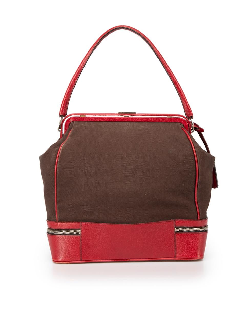 Prada Damen Vintage Rot & Brown Doctors Bag im Zustand „Gut“ im Angebot in London, GB