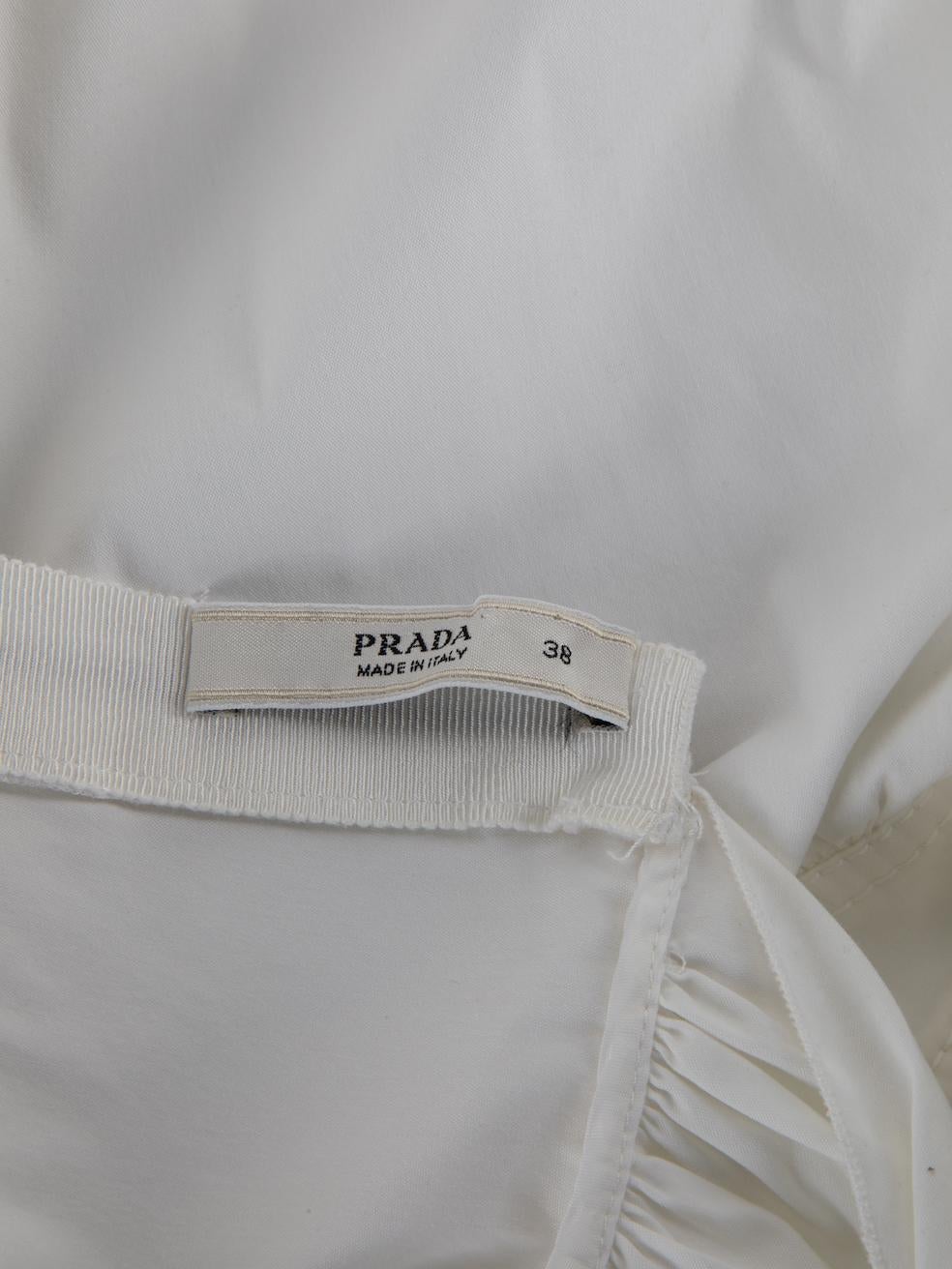 Prada Women's White Tie Accent Peplum Blouse For Sale 1