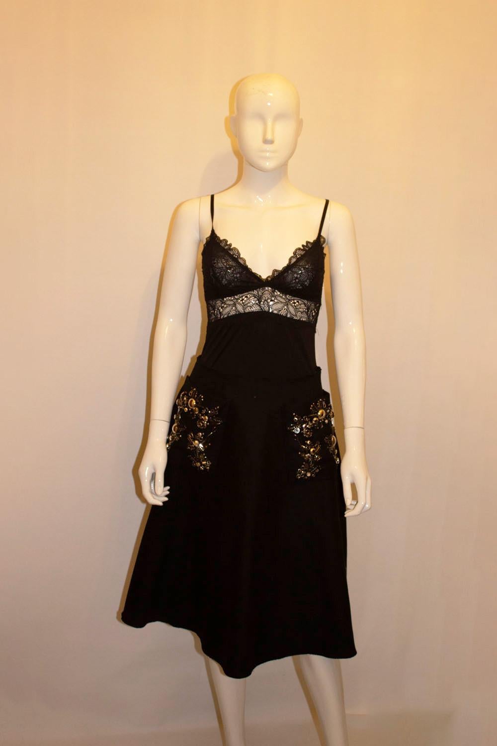 Women's Prada, wonderful  embellished Black wool skirt For Sale