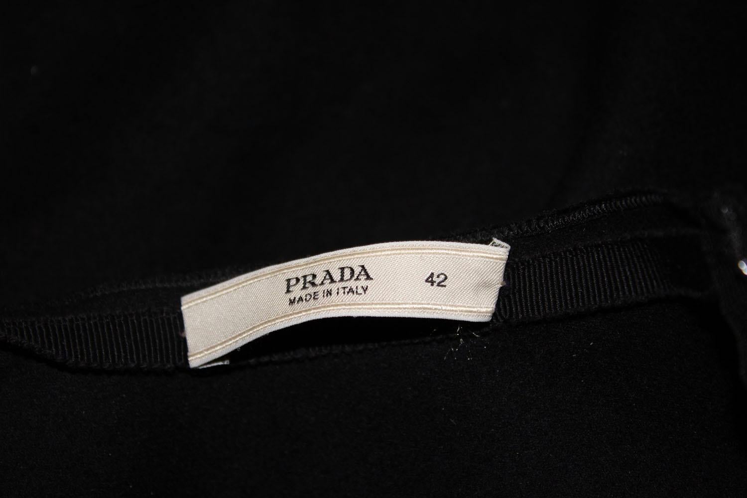 Prada, wonderful  embellished Black wool skirt For Sale 3