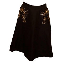 Prada, wonderful  embellished Black wool skirt