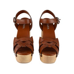 Prada Wooden Platform Sandals