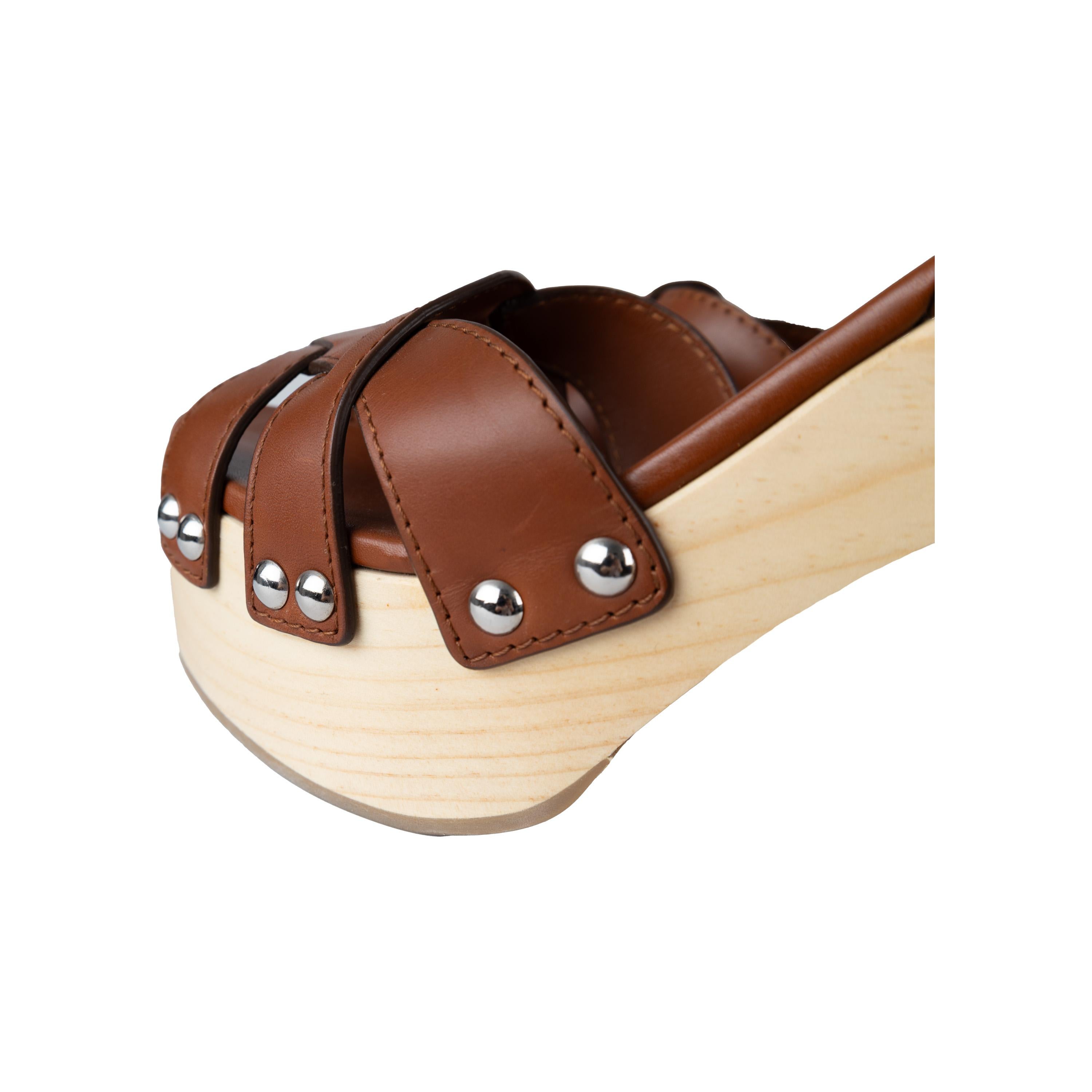 Prada Wooden Platform Sandals For Sale 4