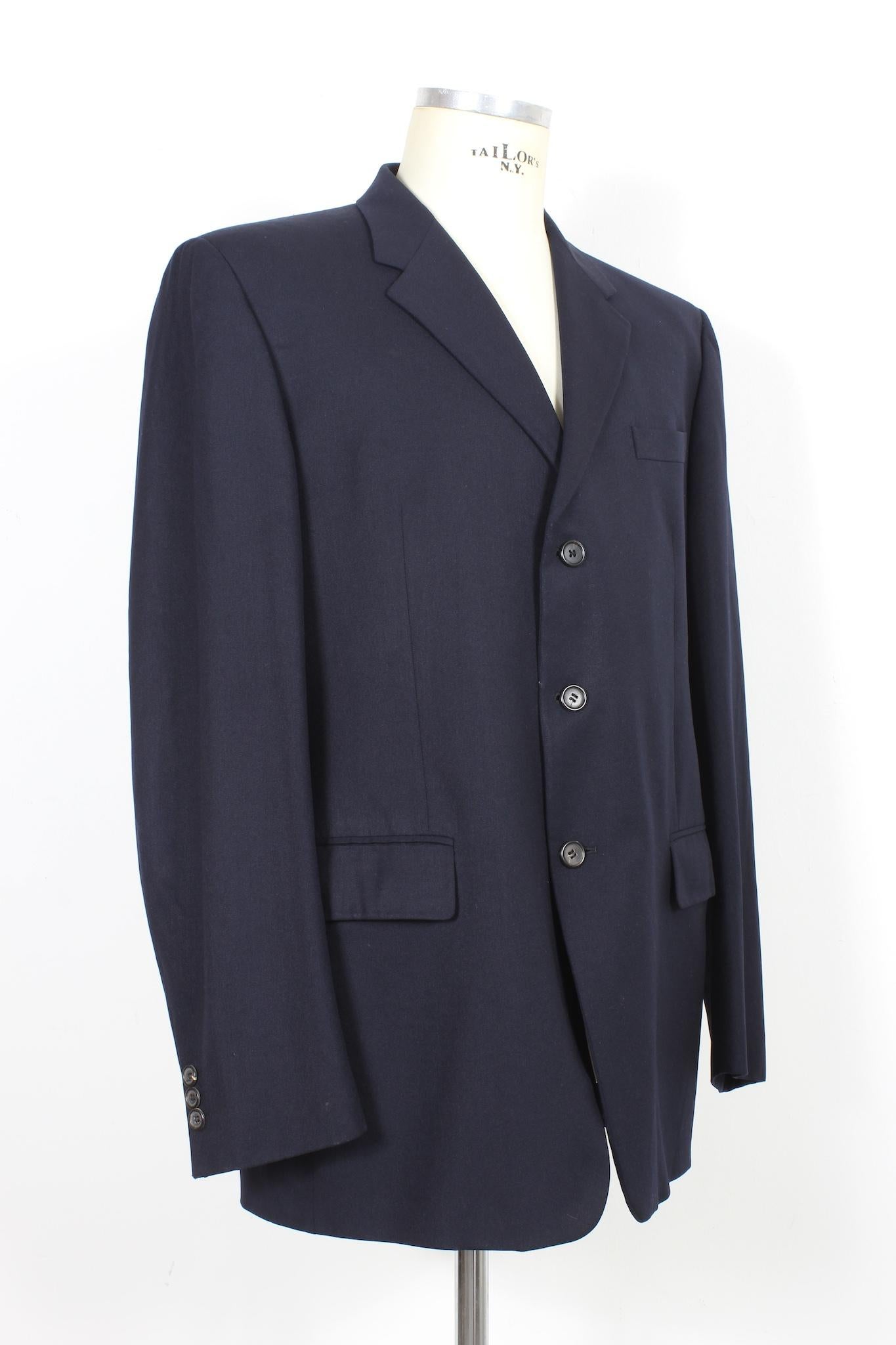 Prada Wool Blue Navy Classic Evening Blazer 2000s In Excellent Condition In Brindisi, Bt