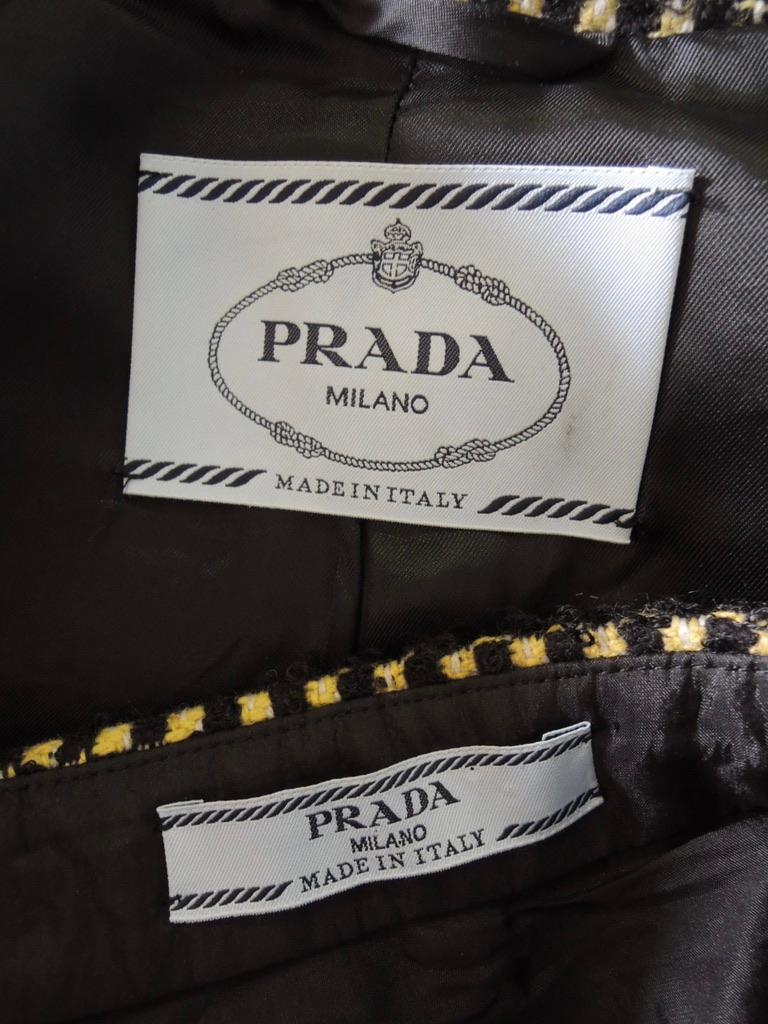 Prada Wool Check Skirt Suit For Sale 1