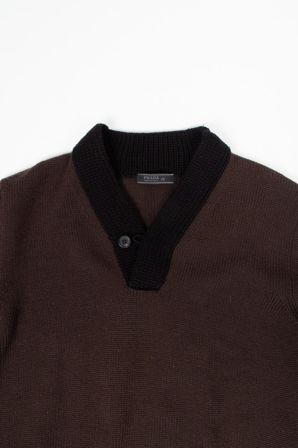 Prada Wool Men Sweater Heavy Knit Size 48ITA (Medium) S582 In Excellent Condition For Sale In Kaunas, LT
