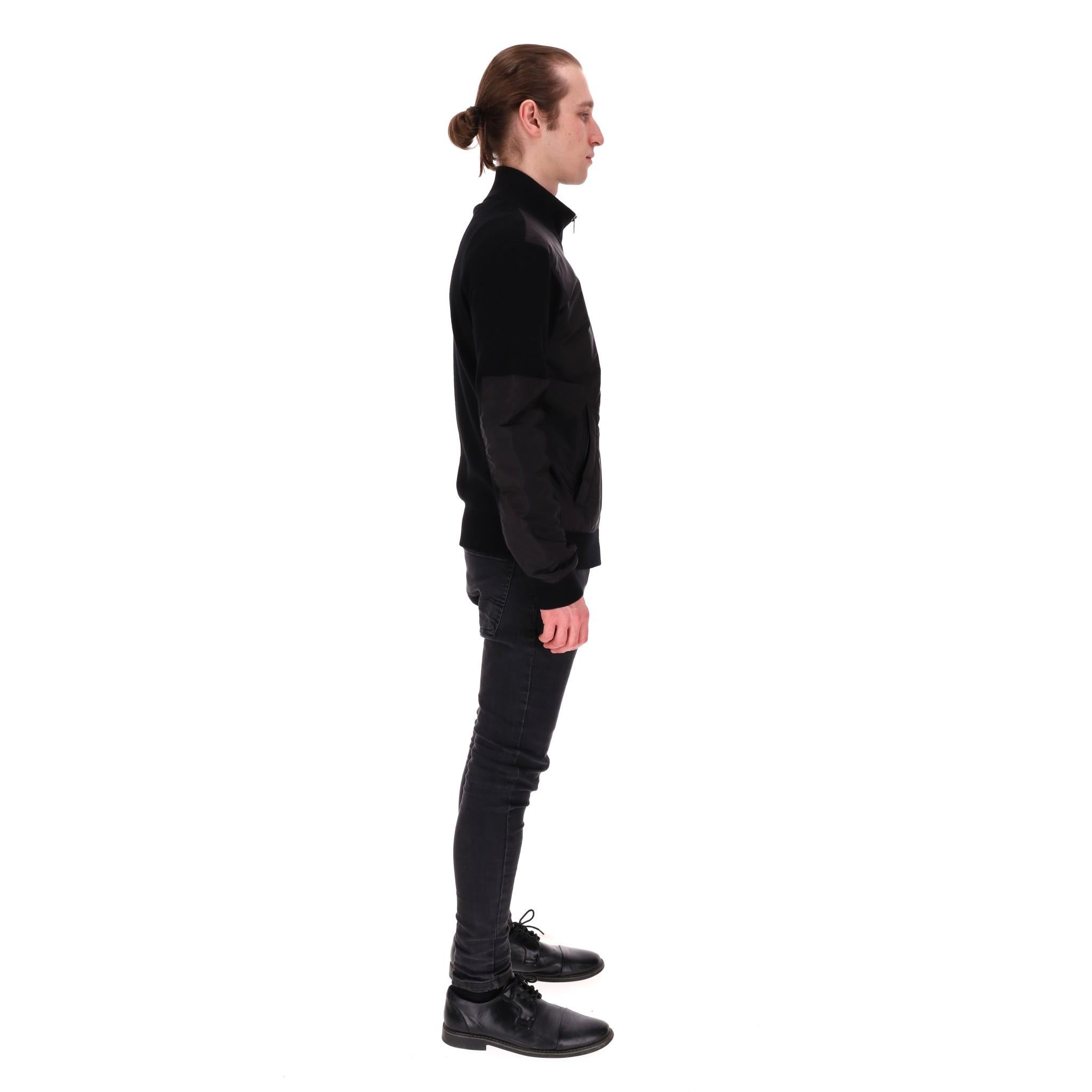 Black Prada Wool & Nylon Bomber Jacket For Sale
