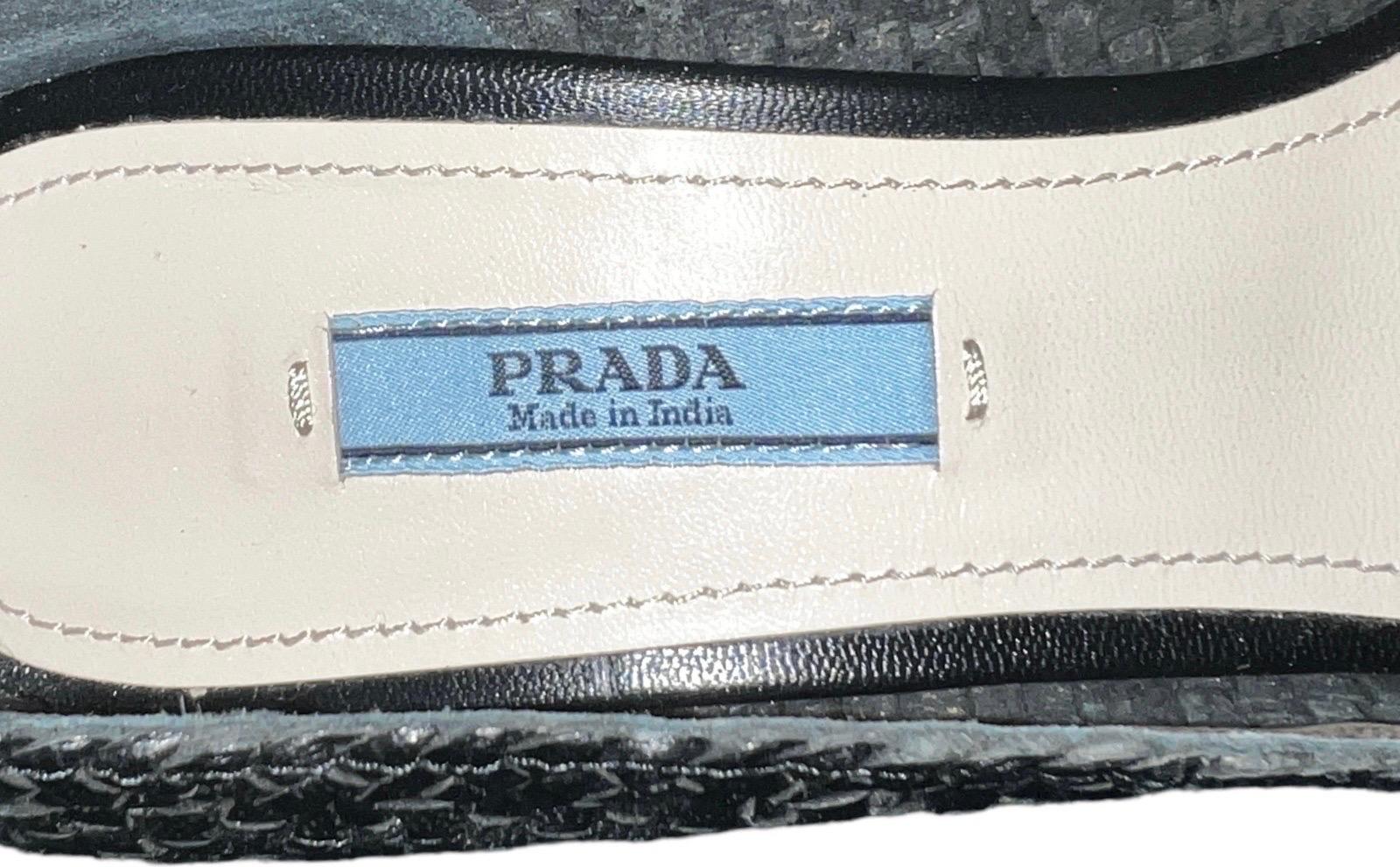 PRADA Hand- Woven Leather Pumps High Heels Office Shoes 38 For Sale 1
