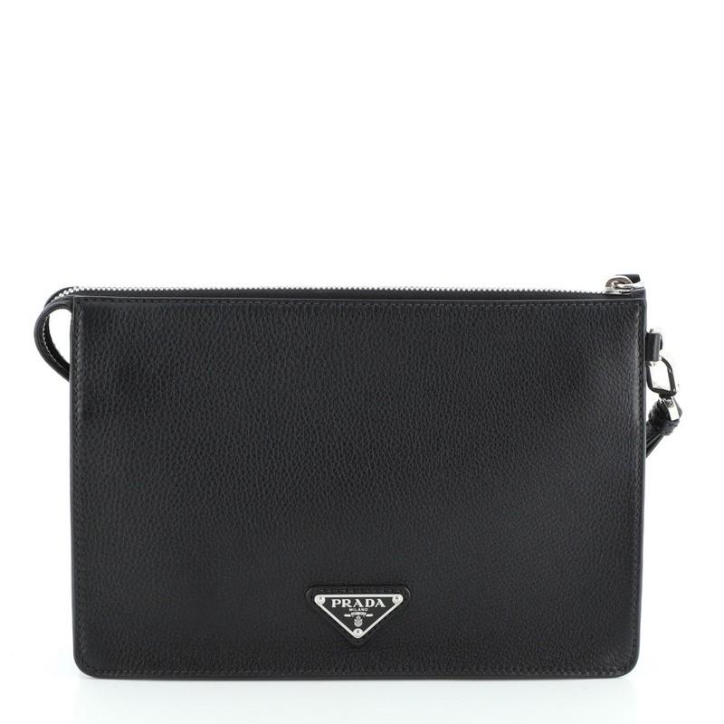 Prada Wristlet Clutch Leather In Good Condition In NY, NY