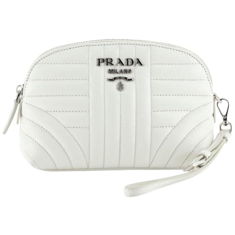Prada Wristlet Pouch Diagramme Quilted Leather