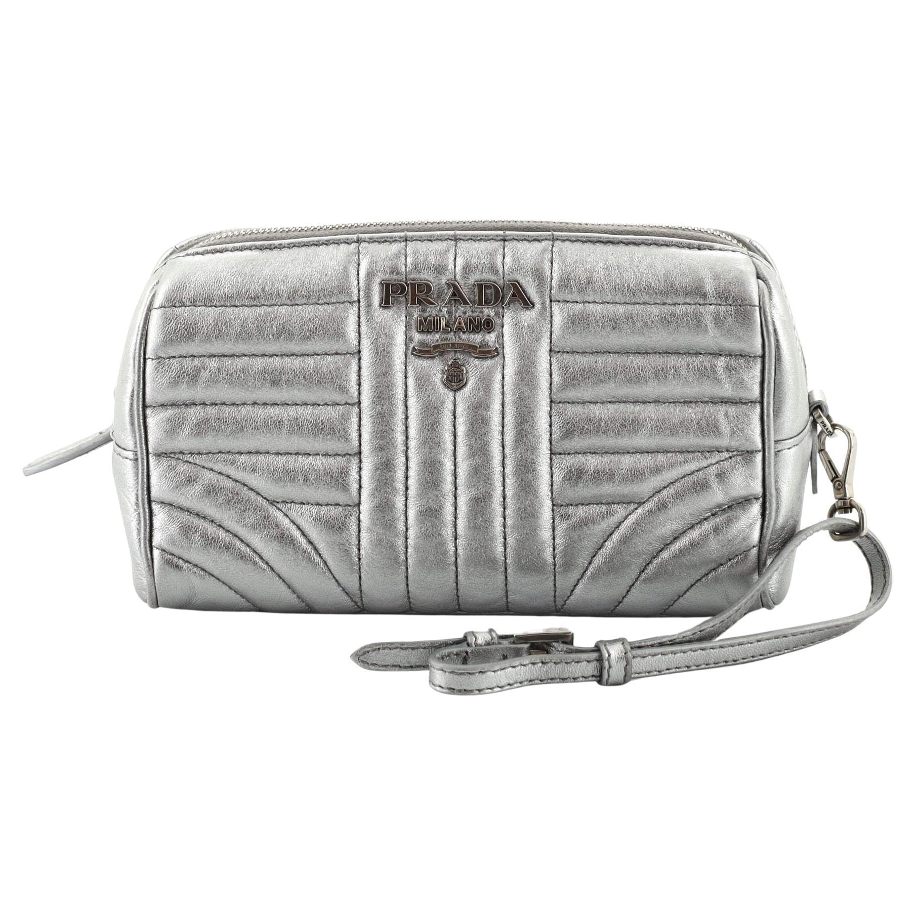 Prada Wristlet Pouch Diagramme Quilted Leather