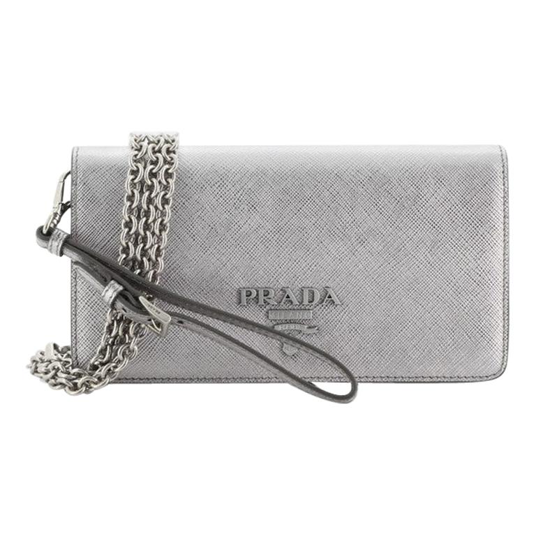 Prada Wristlet Wallet on Chain Saffiano Leather Mini