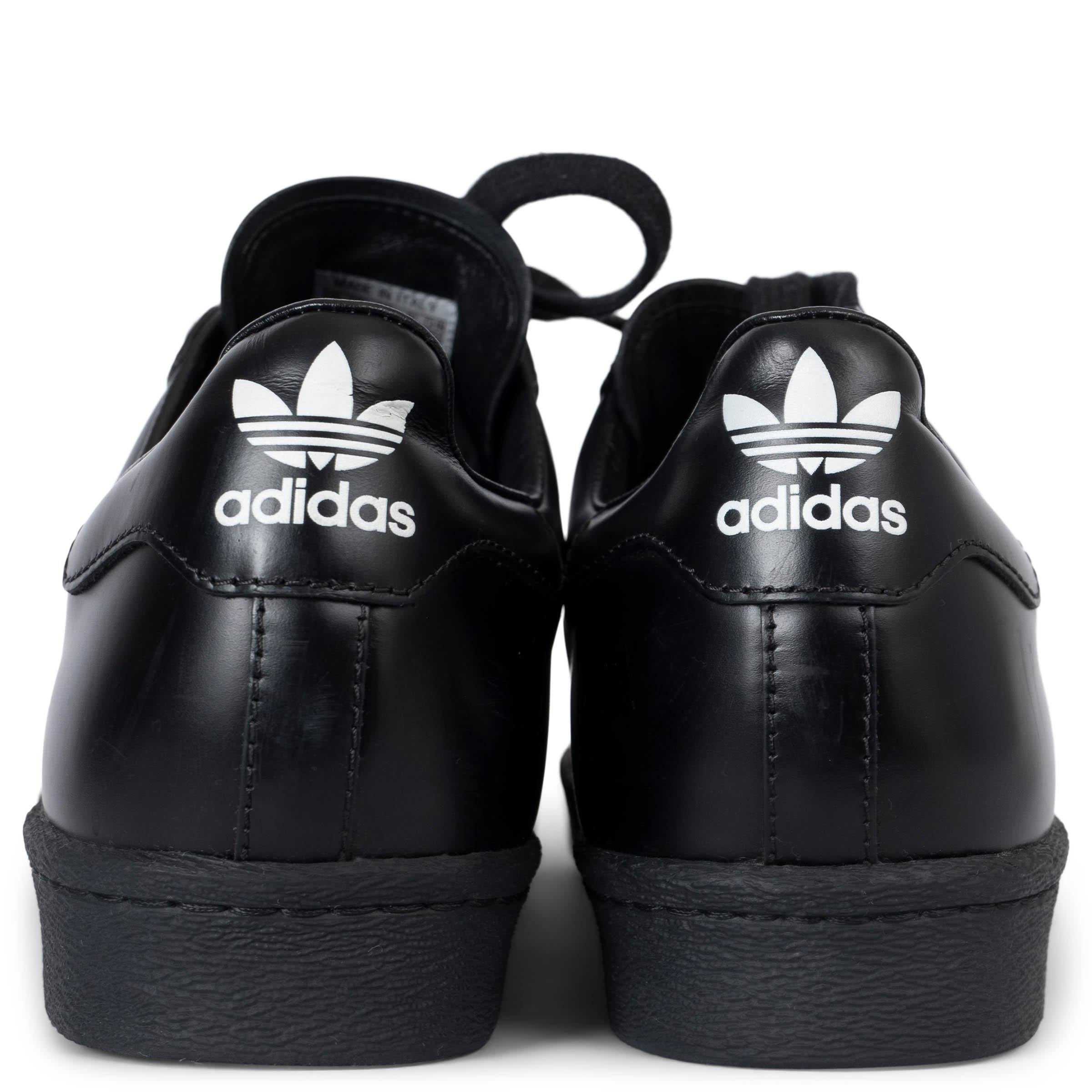 PRADA x ADIDAS Core black leather 2020 SUPERSTAR Sneakers Shoes 38.5 In Excellent Condition For Sale In Zürich, CH