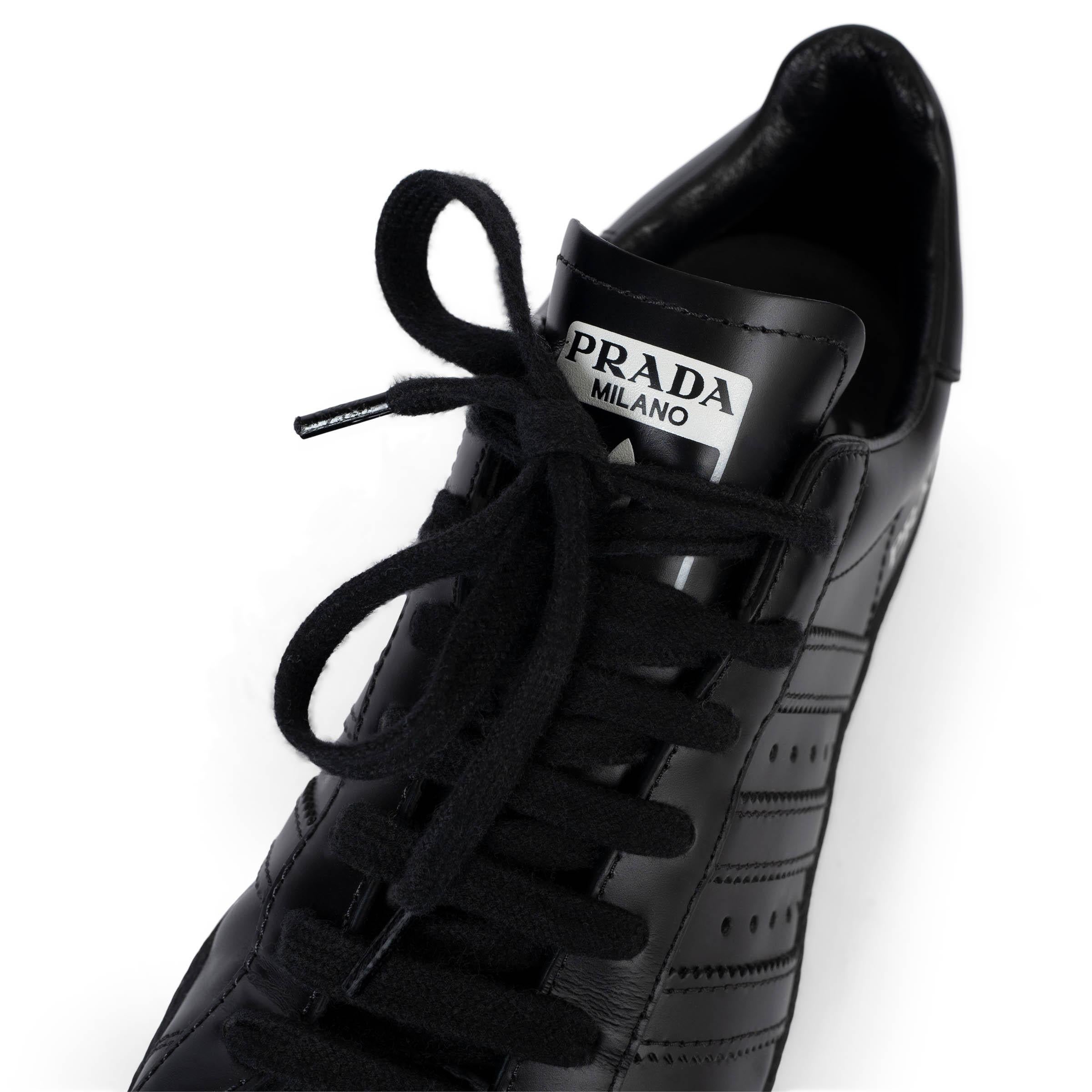 PRADA x ADIDAS Core black leather 2020 SUPERSTAR Sneakers Shoes 38.5 For Sale 1