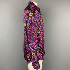 PRADA x HOLLIDAY BROWN Size L Purple & Black Abstract Silk Button Up Shirt