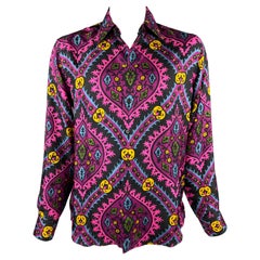 PRADA x HOLLIDAY BROWN Size L Purple & Black Abstract Silk Button Up Shirt