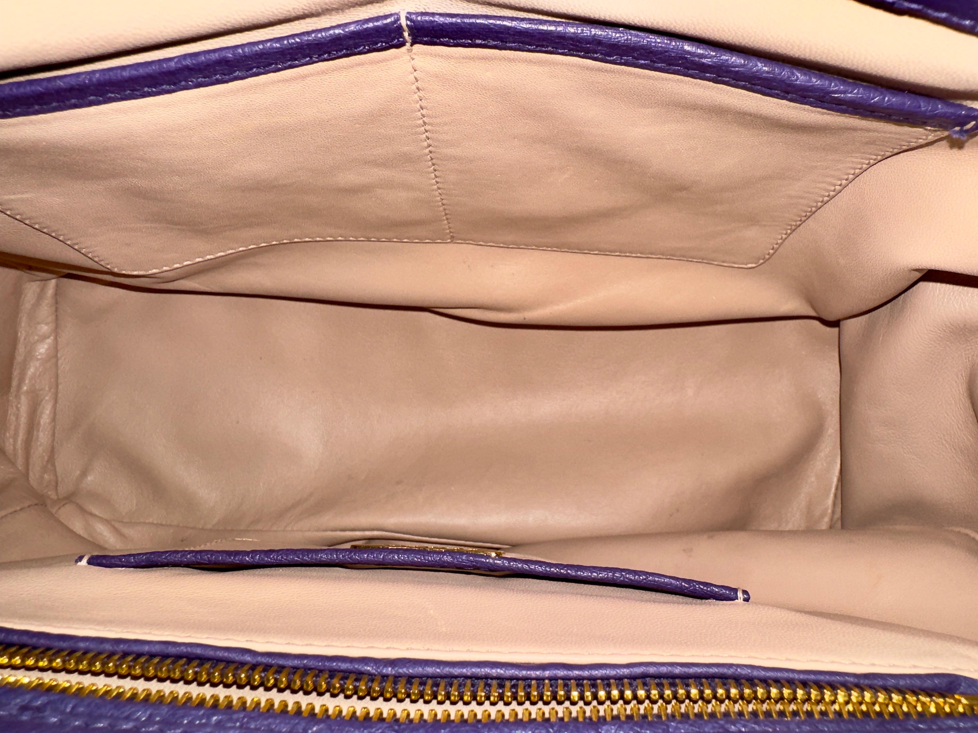 Rare PRADA XL Exotic Purple Ostrich Skin Leather Top Handle Tote Bag For Sale 8