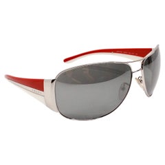 Gafas de sol Prada Y2K Sport Aviator espejadas rojas y blancas