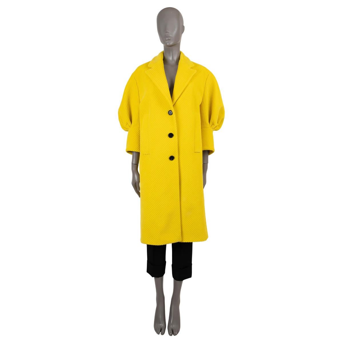 Women's PRADA yellow 2021 PUFF SLEEVE CORDUROY VELVET Coat Jacket 38 XS For Sale